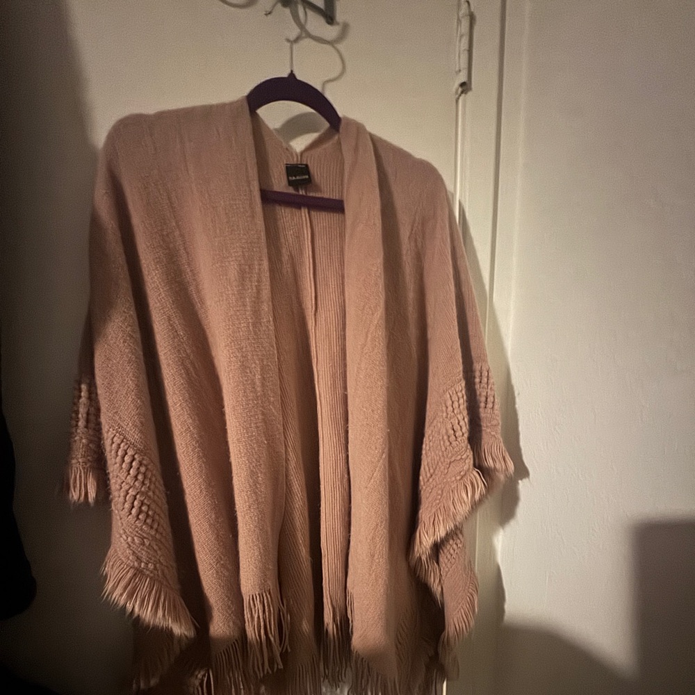 SAACHI Textured Fringe Poncho - Tan